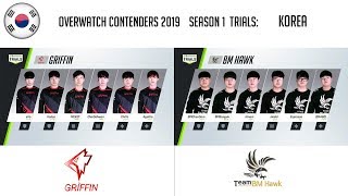 KR Team Griffin vs BM Hawk Part 1  OWC 2019 S1 Trials Korea [upl. by Flavius137]