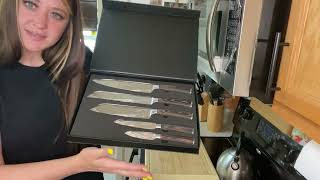 Review of PAUDIN Knife Set 5 Pcs Kitchen Knife Set with Sharp High Carbon Stainless Steel Forged [upl. by Samoht]