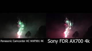 Radisson Founders Day 2018 Fireworks Panasonic Camcorder HC WXF991 4K VS Sony FDR AX700 4k [upl. by Dinny]