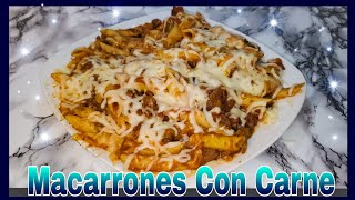 MACARRONES CON CARNE MOLIDA Y TOMATE  Pastas Receta [upl. by Annairoc]