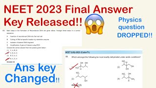 NTA Final ANSWER KEY RELEASED😱changed answeramp Bonus questions hereneet2023result neet2024 [upl. by Arbmahs]