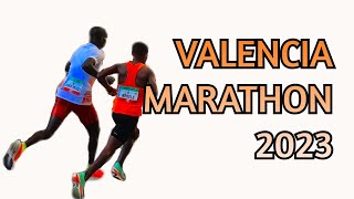 VALENCIA MARATHON 2023  Bekele Cheptegei Lemma  Race footage [upl. by Pelagi]