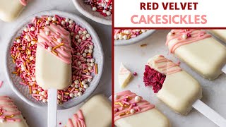 HOW TO MAKE CAKESICLES  VALENTINES DAY RED VELVET CAKE POPSICLES  EGGLESS CAKE POPS RECIPE [upl. by Ris837]