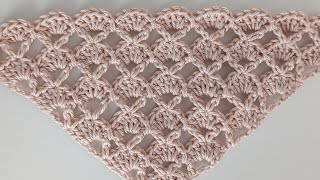 Dreieckstuch Muschelmuster sehr einfach und schnellfür Anfänger geeignethow to crochetTutorial [upl. by Els]