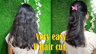 Very easy U hair cuthow to U shape u haircut for medium lengthu shaped haircut with layers medium [upl. by Neerak172]