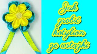 Jak zrobić kotylion ze wstążki KANZASHI HANDMADE RĘKODZIEŁO TUTORIAL HOW TO DIY Ewa Tworzy [upl. by Norm]