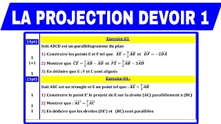 EXERCICE 4 💥 Devoir N° 1 1ère semestre Maths Tronc Commun LA PROJECTION Biof TCSF  فروض جذع مشترك [upl. by Turoff187]