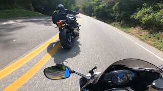 Yamaha Mt09 V3 vs Yamaha R6r curvas en alta velocidad vía Palomino candela pura [upl. by Lehcin]