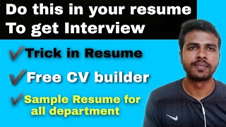 Do this in your resume to get Interview call from HR  Resume builder  Sample Resume [upl. by Ornas]