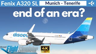 MSFS Fenix A320 SL Discover Airlines  Munich to Tenerife  VATSIM Full Flight  4K Ultra HD [upl. by Boyt519]