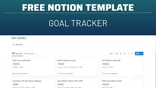 Free Notion Goal Tracker Template  Plan and Track Your Goals Effortlessly  2024 Notion Template [upl. by Meihar]