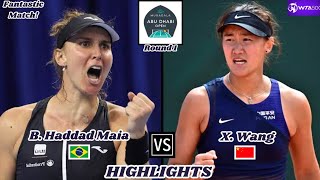 Beatriz Haddad Maia vs Xiyu Wang  WTA Abu Dhabi 2024 Round 1  HADDAD MAIAs POWERFUL [upl. by Ettenauq729]