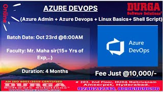 AZURE DEVOPS Online Training  DURGASOFT [upl. by Vardon814]