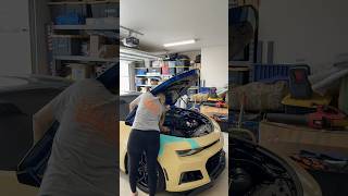 Installing a carbon fiber hood car cargirl viralvideo automobile explore [upl. by Nodababus]