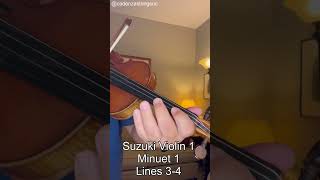 Minuet 1 Lines 34  Suzuki Violin 1 [upl. by Imailiv]