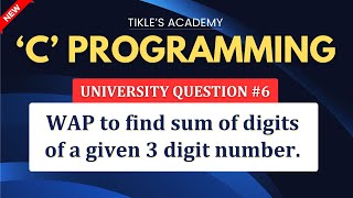 C PROGRAMMING UNIVERSITY QUESTIONS 6 TIKLESACADEMY [upl. by Beacham]