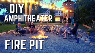 I MADE A FIELD STONE FIRE PIT AMPHITHEATER in the Hillside of My Yard DIY Fire Pit Seating Area [upl. by Malha]