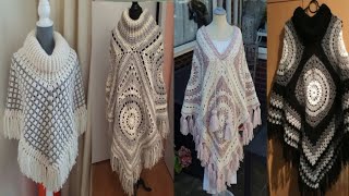 latest crochet poncho design 2024  beautiful Cape shawl design  new poncho design [upl. by Arikihs]