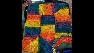 How to loom knit an easy 10 stitch blanket in Owl Eye Stitch No Purls [upl. by Ellissa]