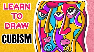 How to Draw Cubism Picasso inspired portrait easy  Cubism art lesson  Cubist face drawing [upl. by Annej]