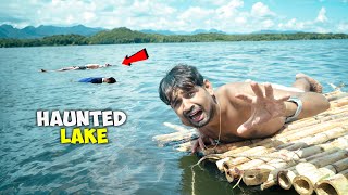 तालाब में भूत है 🤒  Can We Survive 24 Hours   Ghost Challenge In Haunted Lake [upl. by Conlee]