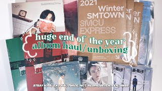 huge end of year kpop album haul  unboxing ☁ stray kids exo kai nct twice smcu express amp more [upl. by Naitsabes]