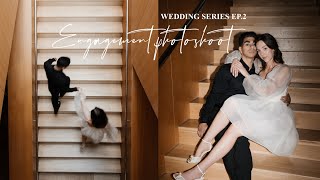 WEDDING SERIES ep2  engagement photoshoot grwm moodboard prep amp more [upl. by Erodisi]