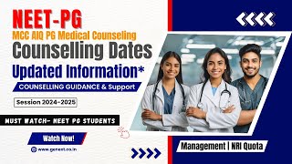 MCC AIQ PG Medical Counseling  NEET PG  Dates  NRI amp Management Quota  Guidance amp Support [upl. by Clova]