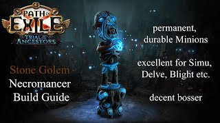 PoE 322 TotA  80m DPS Stone Golem Necromancer minion build guide [upl. by Aneele]