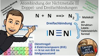 Die Atombindung III  Doppel und Dreifachbindung mit Oktettregel [upl. by Nylareg]