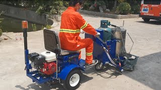 Driving Thermoplastic Road Marking Machine Operation Video [upl. by Nicodemus]