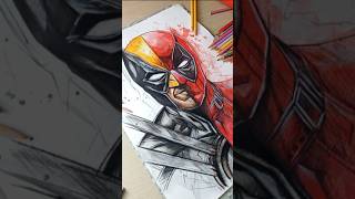 Deadpool vs Wolverine  Mix media Drawing art superhero shortsfeed shorts [upl. by Ellerad]