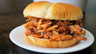 The Best Crockpot BBQ Chicken Easy BBQ Chicken Sandwiches [upl. by Nohtanhoj775]