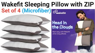 Wakefit Sleeping Pillow with Zip  Set of 4 Microfiber unboxing [upl. by Ahtar]