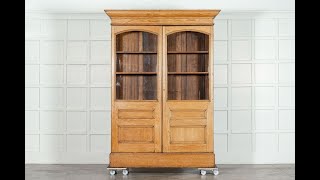 Large English Oak Glazed Bookcase Cabinet [upl. by Pappas]