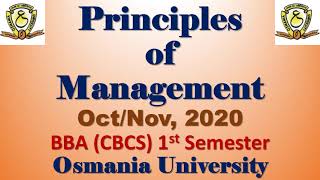 Principles of Management 1 Sem Question Paper for BBA Examination OctNov 2020 Osmania University [upl. by Sylirama431]