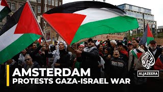 Massive Amsterdam march shows solidarity with Palestine [upl. by Tnecnev72]