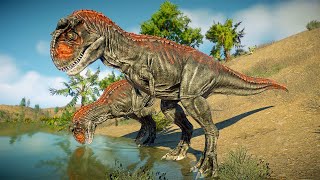 DEMON CARNOTAURUS HUNTING MAIASAURA HERD IN DESERT  Jurassic World Evolution 2 [upl. by Emor]