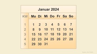 Kalender Januar 2024 [upl. by Nasia347]