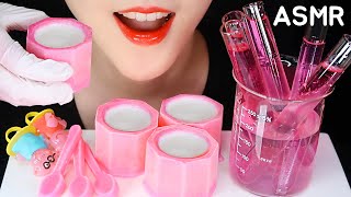 PINK FOOD ASMR EDIBLE CUP EDIBLE SPOON ICE ASMR PEPPA PIG CANDY ASMR NO TALKING 🐷 [upl. by Aznecniv117]