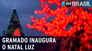 Gramado inaugura o Natal Luz e espera receber 2 milhões de turistas  SBT Brasil 281023 [upl. by Ataynek]