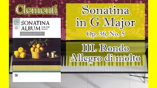 18  Clementi  Sonatina Op36 No5 III Rondo Allegro di molto  Sonatina Album [upl. by Skiest26]