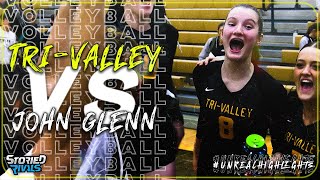 HIGH SCHOOL VOLLEYBALL  TriValley vs John Glenn  HIGHLIGHT [upl. by Eedolem]