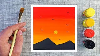 Sunset painting  Poster colour painting ideas for beginners [upl. by Brout]