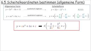 65 Scheitelkoordianten bestimmen Allgemeine Form [upl. by Naashom]