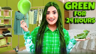 Using Only Green Things For 24 Hours Challenge 💚  very emotional 😭  SAMREEN ALI [upl. by Naida837]