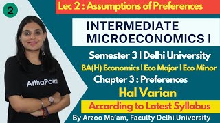 2024🎓 Assumptions of Preferences  Intermediate Micro Sem 3  BAH Economics Sem 3  Varian Ch 3 [upl. by Surtimed]