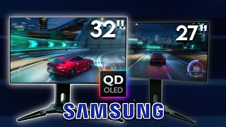 Samsung Unveils QD OLED 32quot 4K 240hz amp 27quot QHD 360hz Gaming Monitors QDOLED V2 Panels [upl. by Nospmas]