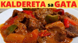 KALDERETA SA GATA  Beef Caldereta With Coconut Cream  Beef Caldereta With Coconut Milk [upl. by Atiuqahc]