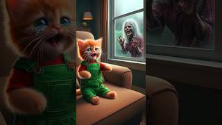 Cute Cat And Zombie Story 🧟‍♀️💥 cat aicat cute cataicatstory aicatstories shorts kitten [upl. by Kered]